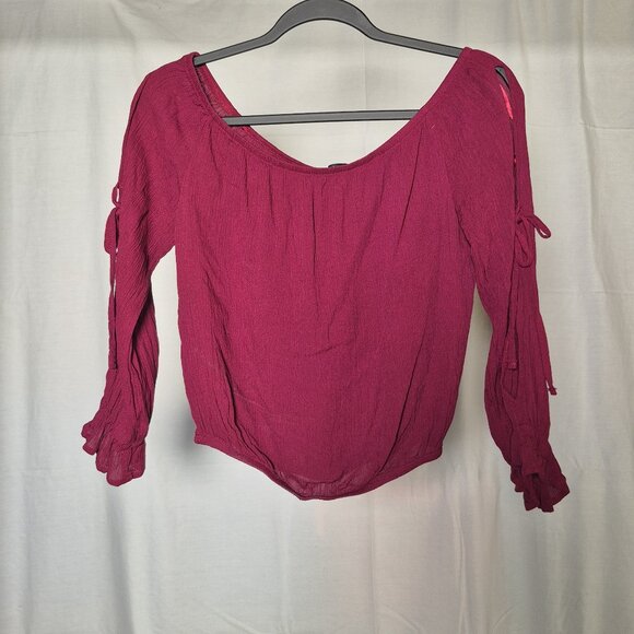 Women's Ambience Peasant Top in Burgundy Size Small - Picture 1 of 1
